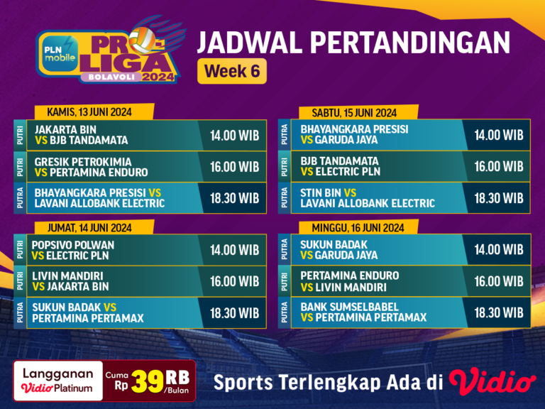 Jadwal PLN Mobile Proliga 2024 Pekan Keenam