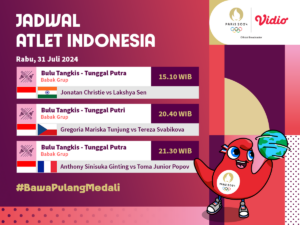 Jadwal Atlet Indonesia di Paris 2024 Hari ini, Rabu (31/7/2024)