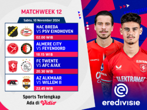 jadwal dan live streaming Eredivisie matchweek 12