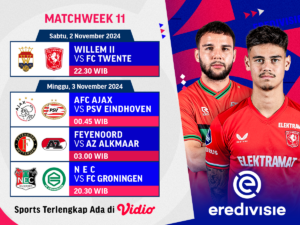 Jadwal dan Live Streaming Eredivisie Matchweek 11