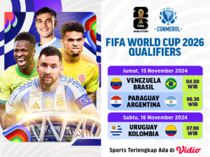 Jadwal dan live streaming WCQ 2026 Zona CONMEBOL
