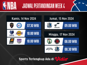 Jadwal dan Link Live Streaming NBA Matchweek 4