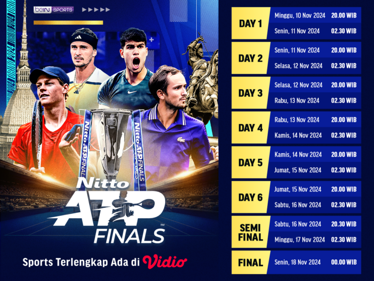 Jadwal dan live streaming Nitto ATP Finals 2024