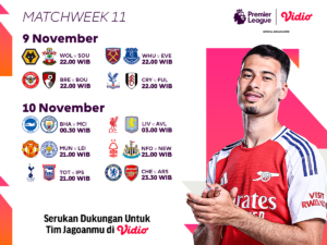jadwal dan siaran langsung liga inggris matchweek 11