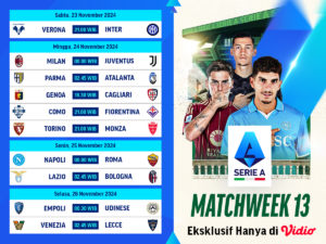 jadwal dan siaran langsung serie a matchweek 13