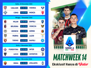 jadwal dan live streaming serie a matchweek 14