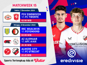 jadwal dan live streaming eredivisie matchweek 15 persaingan tim papan atas pekan ini