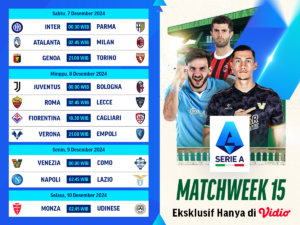 jadwal dan siaran langsung serie a matchweek 15, ada big match