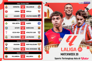 jadwal siaran langsung liga spanyol matchweek 20
