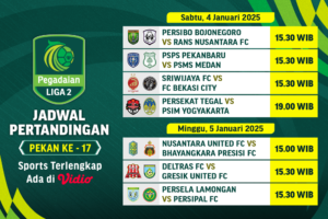 jadwal siaran langsung pegadaian liga 2 pekan 17