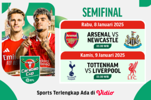jadwal live streaming semifinal leg pertama carabao cup 2024/2025