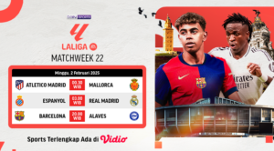 jadwal siaran langsung liga spanyol matchweek 22