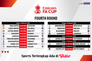 jadwal live streaming fa cup 2024/2025 round 4