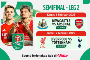 jadwal live streaming semifinal leg kedua carabao cup