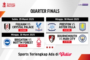 jadwal live streaming fa cup quarter final