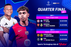 Liga Champions 2024/25 Perempat Final Leg Pertama