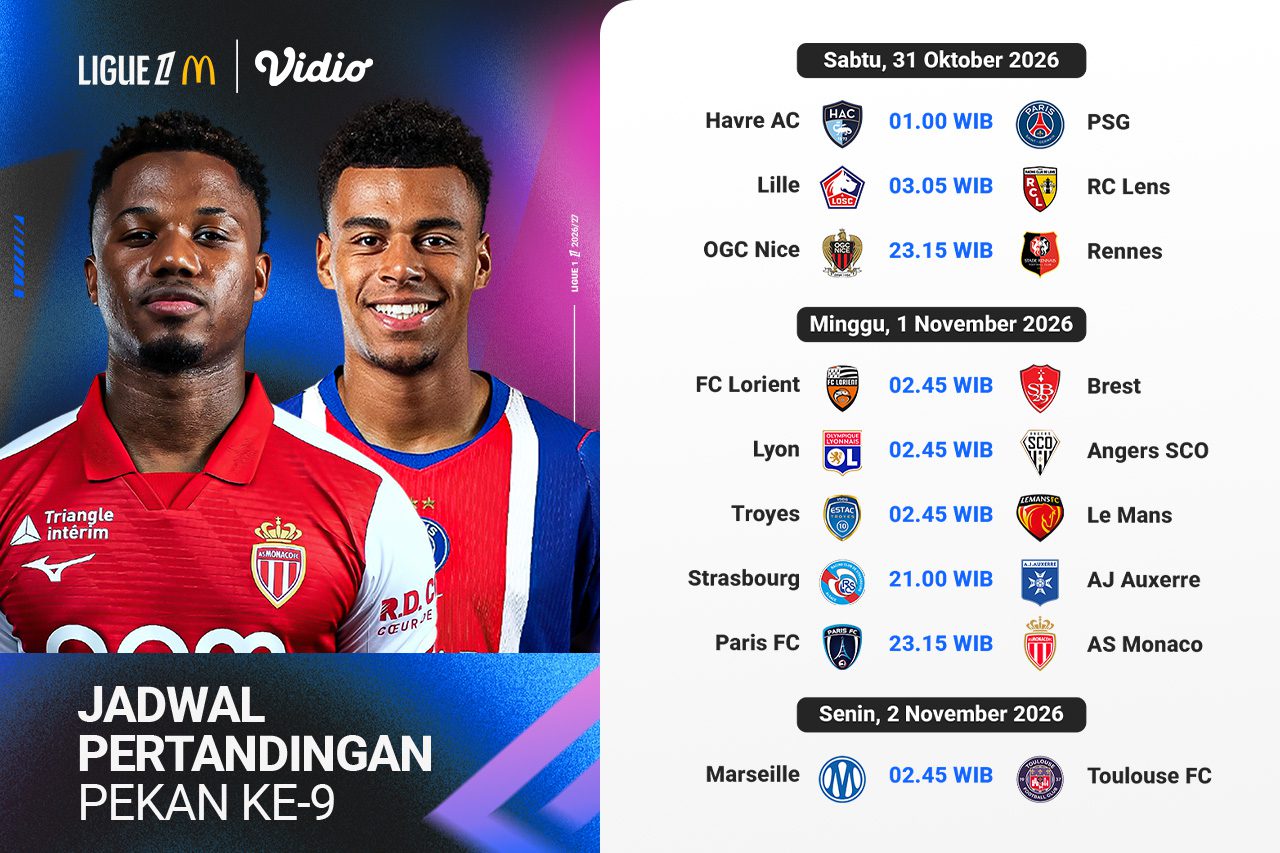 Image accompanying Tempat Nonton Ligue 1 2026/27: Jadwal dan Update dari PSG, Lille, dan Lyon di Matchweek 9, from Vidio