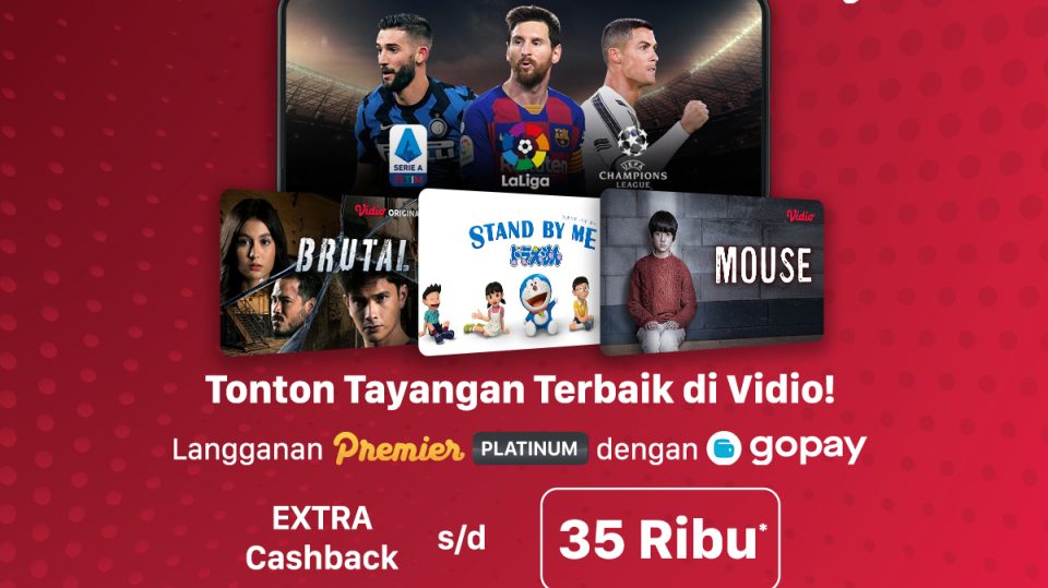 Langganan Vidio Premier Platinum Pakai promo GoPay Cashback s/d 50%!