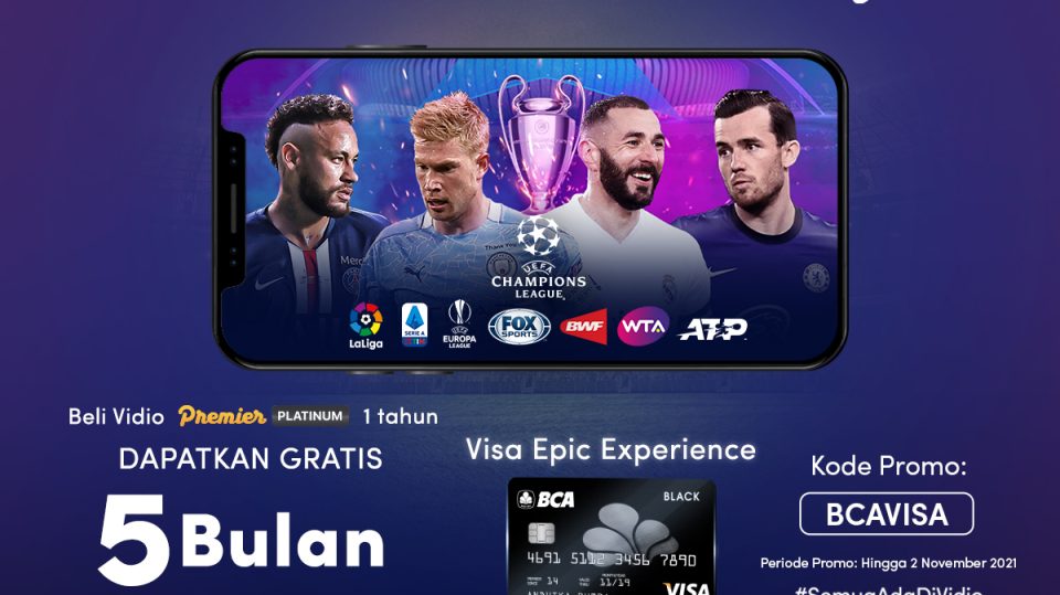 Pakai Kartu Kredit BCA Visa, Beli Vidio Premier Platinum 1 Tahun & Dapat Gratis Ekstra 5 Bulan!