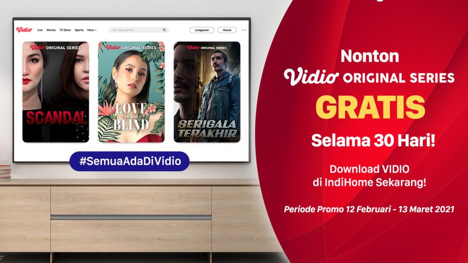 Promo Indihome terbaru dapat Vidio Premier Platinum 30 hari GRATIS.