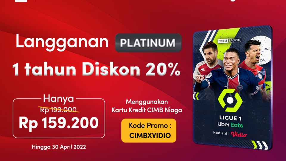 Promo Diskon 20%, Langganan Paket Vidio 1 Tahun Dengan Kartu Kredit CIMB Niaga!