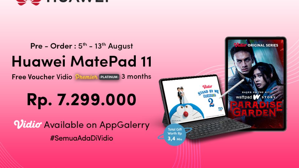 Beli Huawei MatePad 11 & Dapatkan Akses Gratis Vidio 3 Bulan!