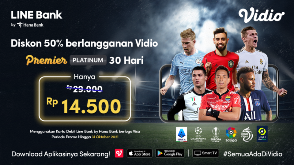 Promo Kartu Debit Line Bank, Diskon 50% Vidio Platinum 30 Hari!