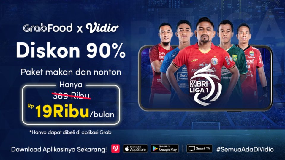 Beli Promo Paket GrabFood Bisa Dapat Voucher Vidio, Nikmat Sambil Nonton BRI Liga 1!!