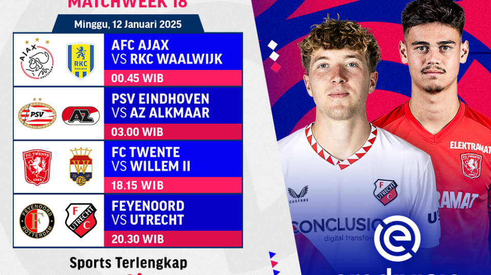jadwal live streaming eredivisie matchweek 18