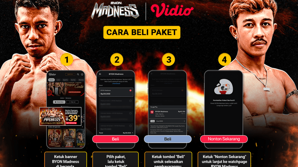 Cara nonton Pay-Per-View BYON Madness 2 eksklusif di Vidio. (dok. vidio.com)
