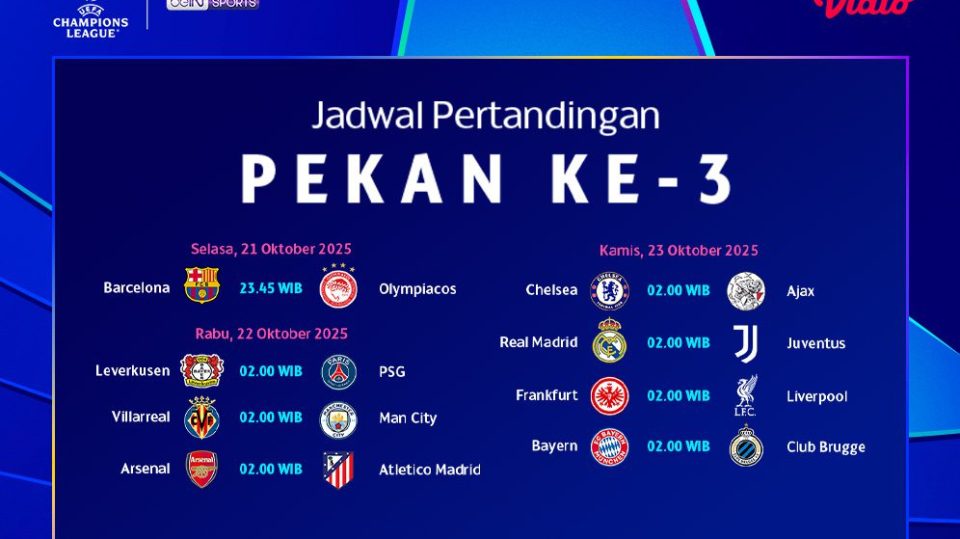 Jadwal Liga Champions dan nonton eksklusif di Vidio. (dok. vidio.com)