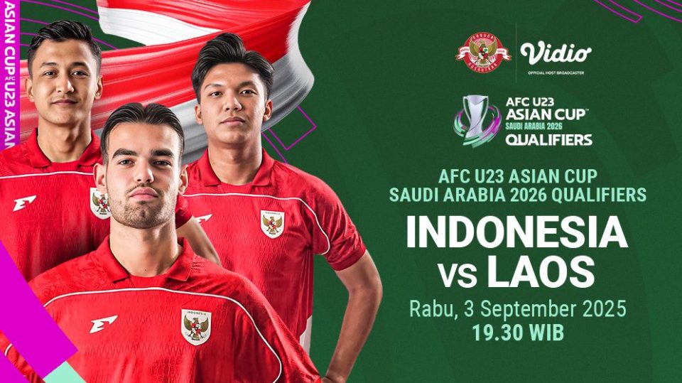 live streaming Indonesia vs Laos Kualifikasi Piala Asia 2026 U-23 eksklusif di Vidio. (dok. vidio.com)