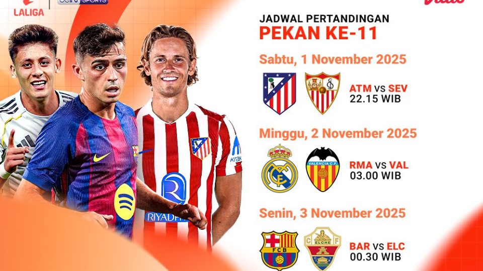 Jadwal LaLiga pekan ke-11 tayang di Vidio.