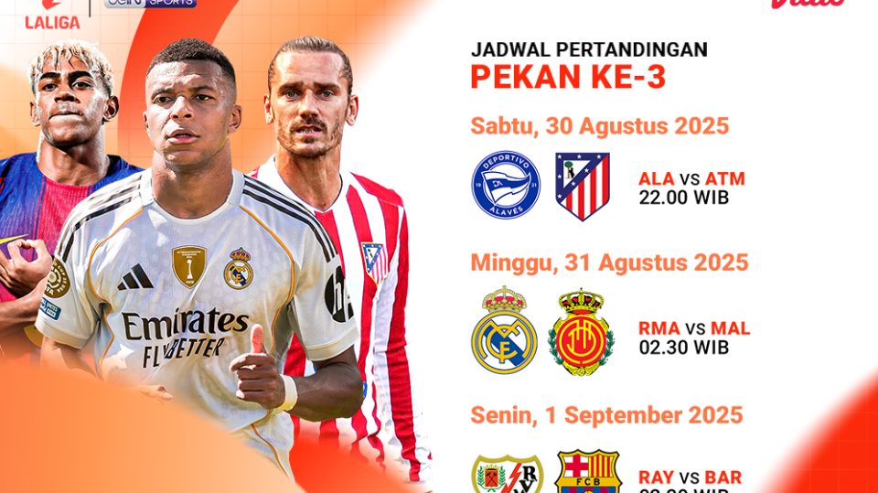 Jadwal pekan ketiga Laliga eksklusig di Vidio. (dok. Vidio.com)