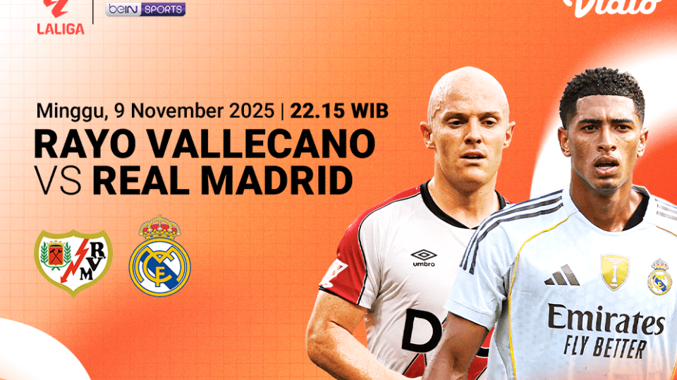 Saksikan Rayo Vallecano vs Real Madrid eksklusif di Vidio.