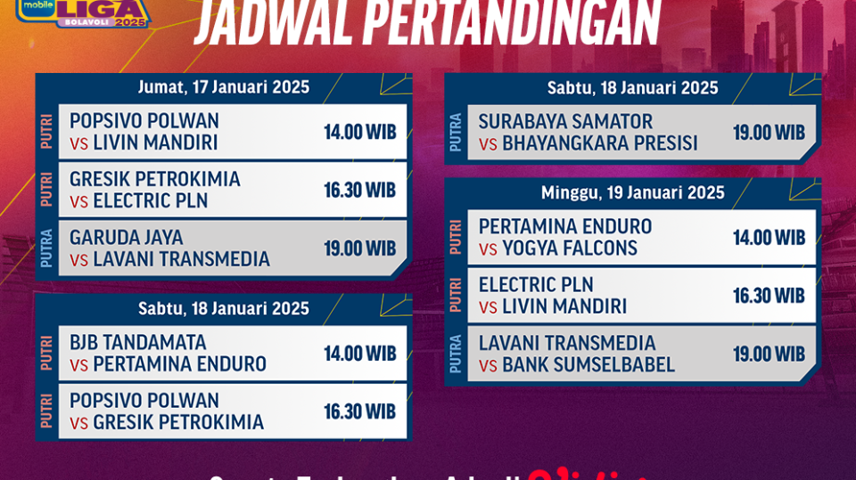 jadwal live streaming proliga 2025 matchweek 3