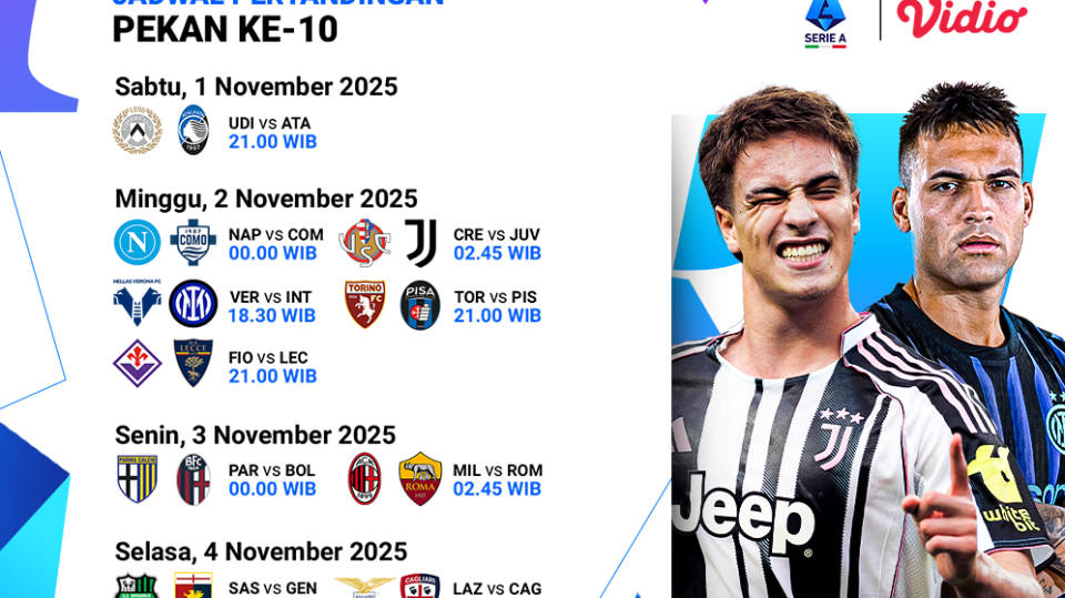 Saksikan Serie A pekan ke-10 di Vidio.