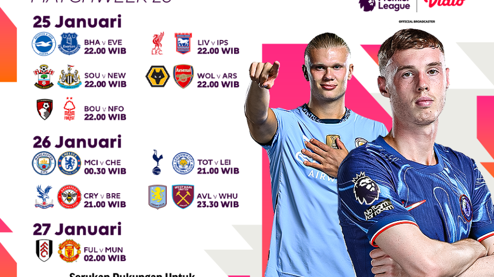 jadwal siaran langsung liga inggris matchweek 23