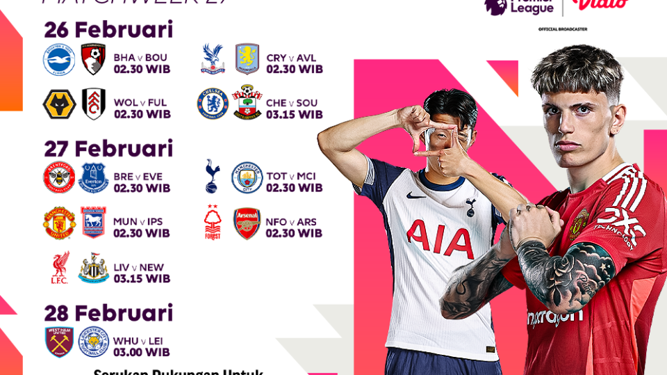 jadwal siaran langsung liga inggris matchweek 27