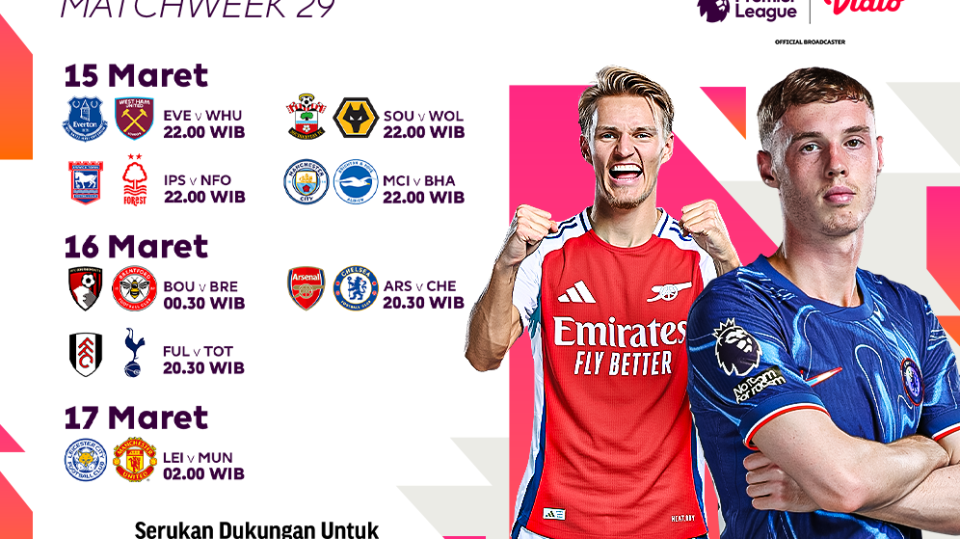 jadwal siaran langsung liga inggris matchweek 29