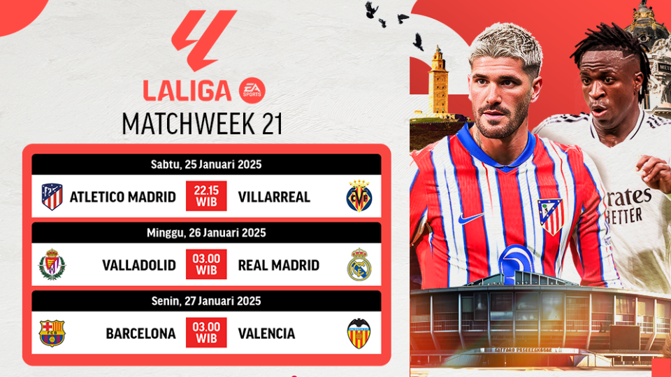 jadwal siaran langsung liga spanyol matchweek 21
