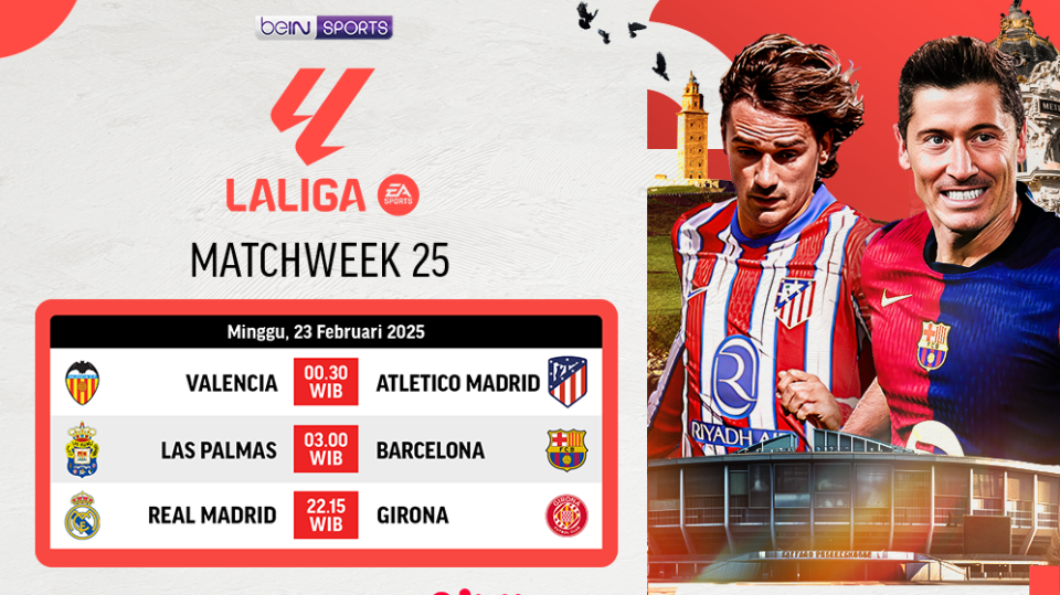 jadwal siaran langsung liga spanyol matchweek 25