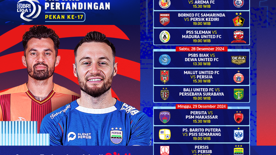 jadwal siaran langsung bri liga 1 pekan 17