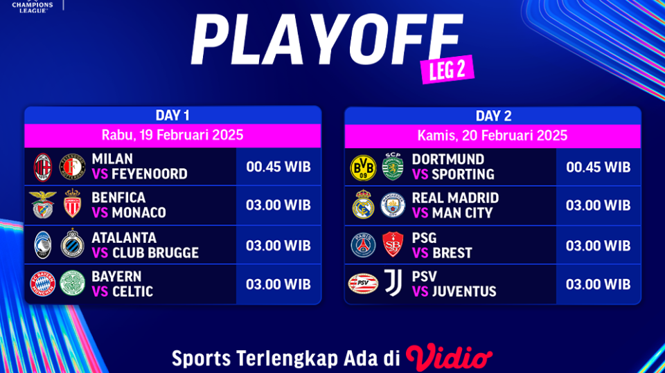 jadwal live streaming playoff liga champions leg kedua