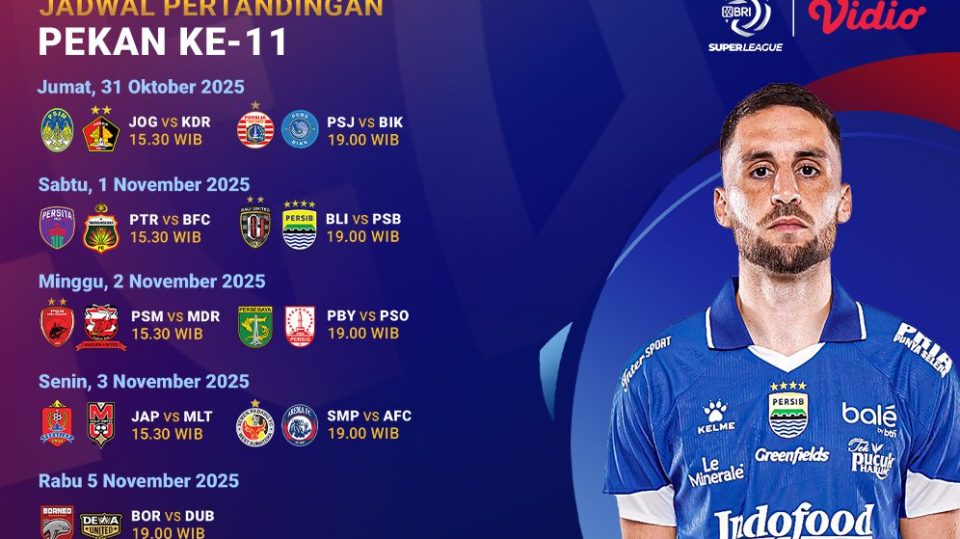 Jadwal pekan ke-11 BRI Super League Tayang di Vidio. (dok. vidio.com)