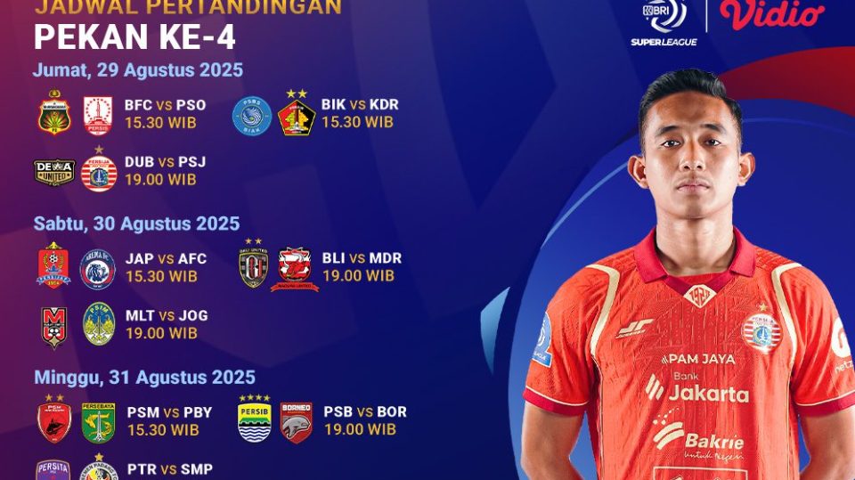 Jadwal pekan keempat BRI Super League 2025/26 eksklusif di Vidio. (dok. vidio.com)