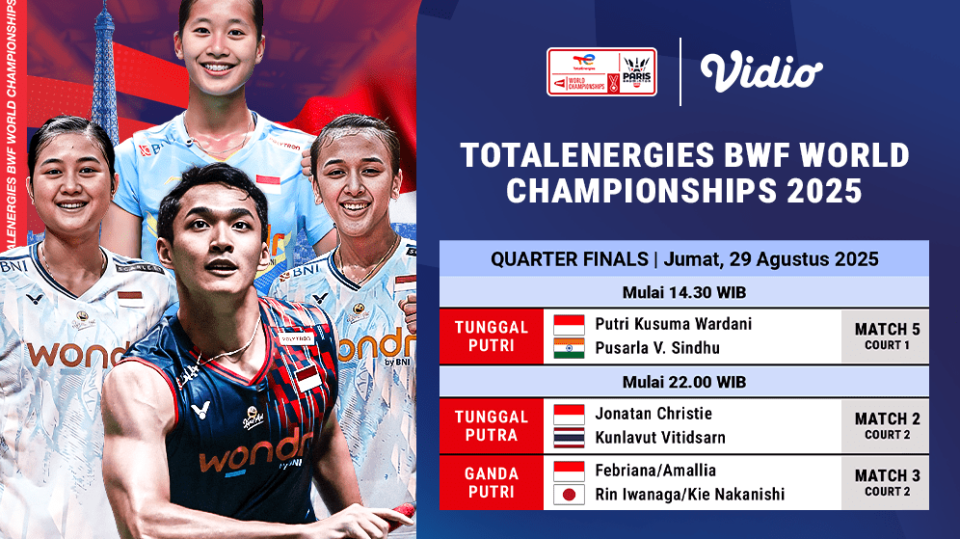 Live streaming BWF World Championship eksklusif di Vidio. (dok. vidio.com)