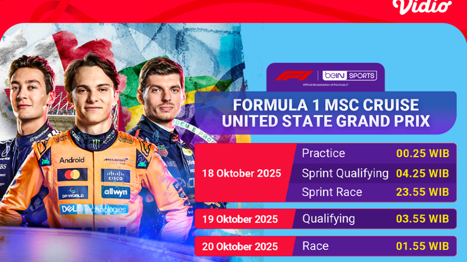 Saksikan F1 MSC Cruise US GP di Vidio. (dok. vidio.com)