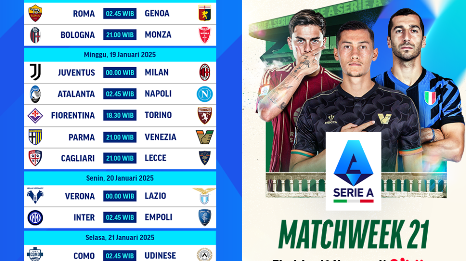 jadwal siaran langsung liga italia matchweek 21
