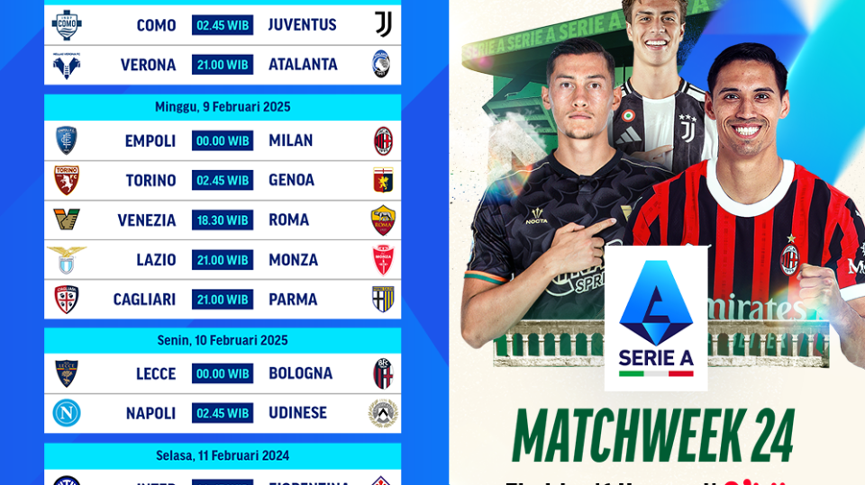 jadwal siaran langsung liga italia matchweek 24